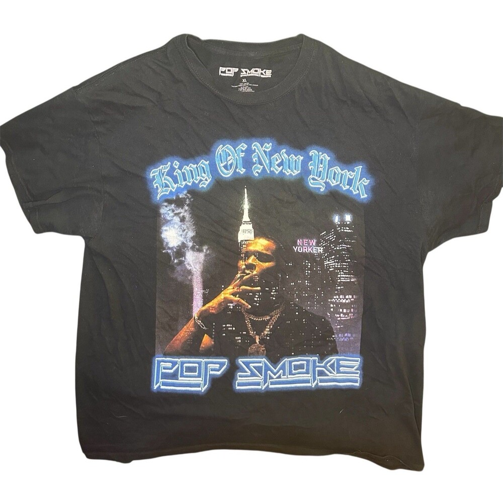 Pop Smoke King of New York Graphic T-Shirt Men’s XL Black 100% Cotton Rap Tee